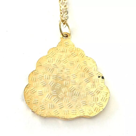 Vintage Cloisonné Peacock Pendant Necklace Enamel Gold Plated Purple Pink Black - Picture 8 of 11